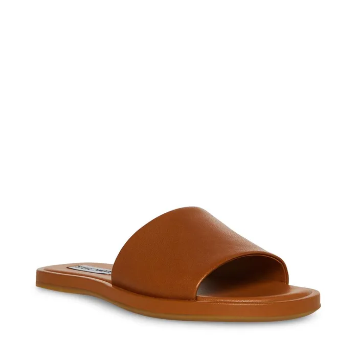 Womens Kaya Brown Leather Steve Madden Sandals
