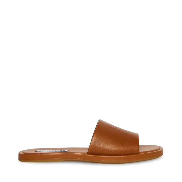 Womens Kaya Brown Leather Steve Madden Sandals