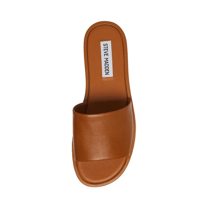 Womens Kaya Brown Leather Steve Madden Sandals