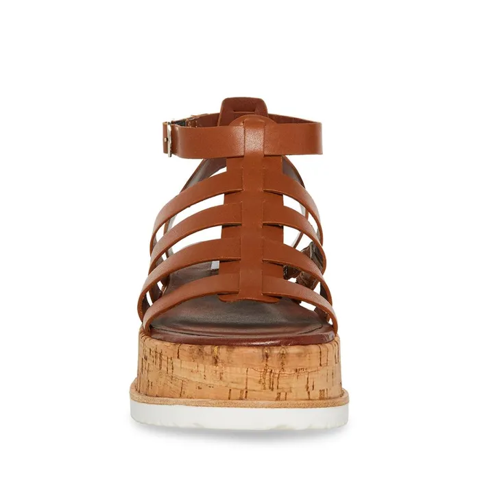 Womens Kaydee Cognac Leather Steve Madden Sandals