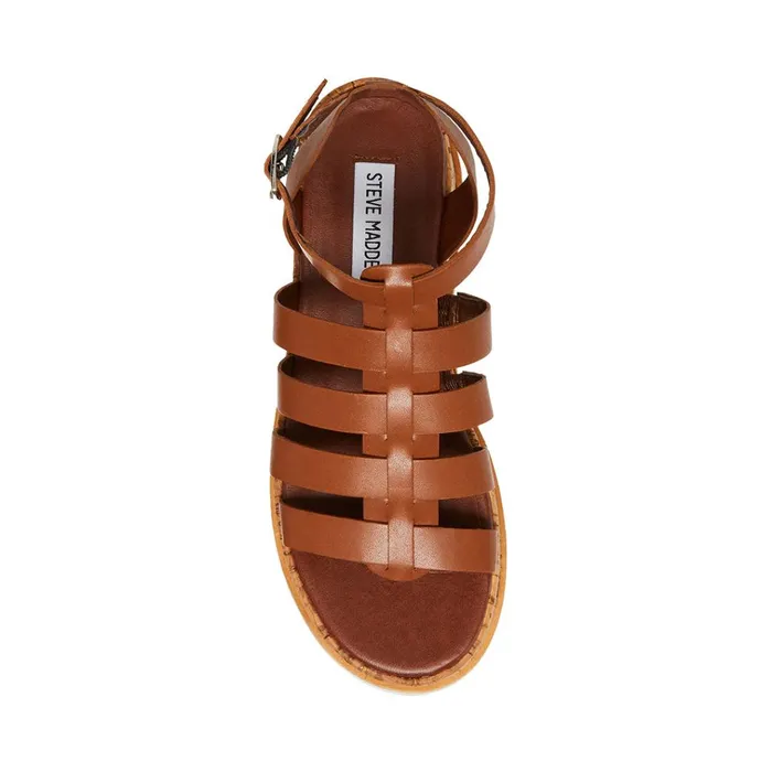 Womens Kaydee Cognac Leather Steve Madden Sandals