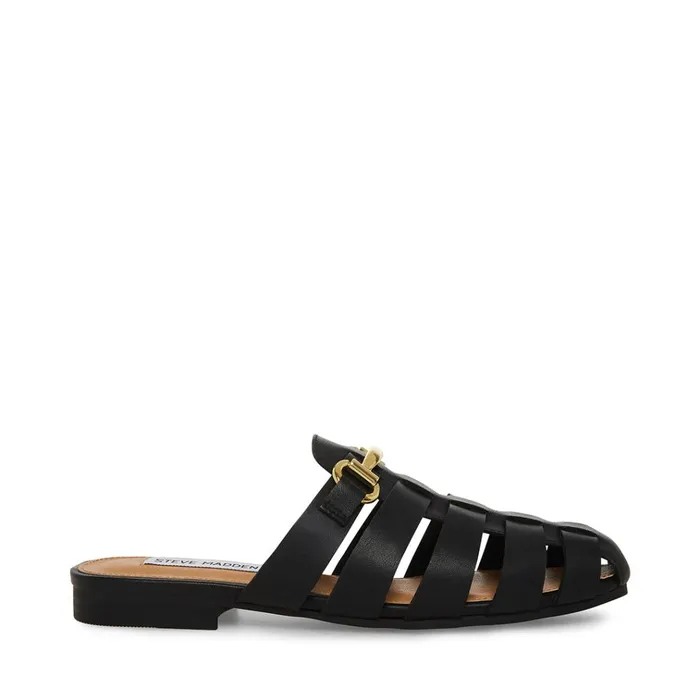 Womens Kelby Black Leather Steve Madden Loafers and Flats