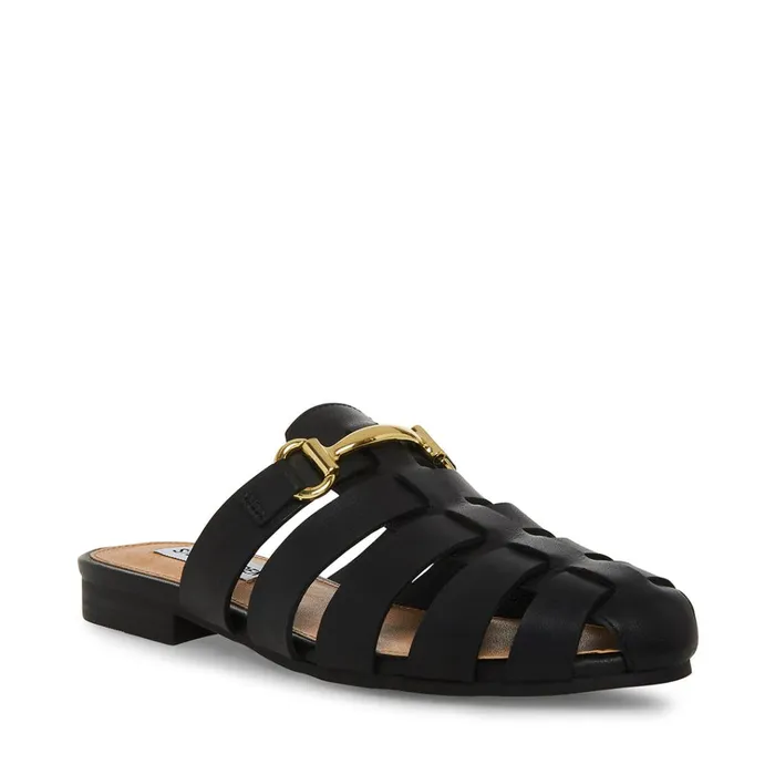 Womens Kelby Black Leather Steve Madden Loafers and Flats