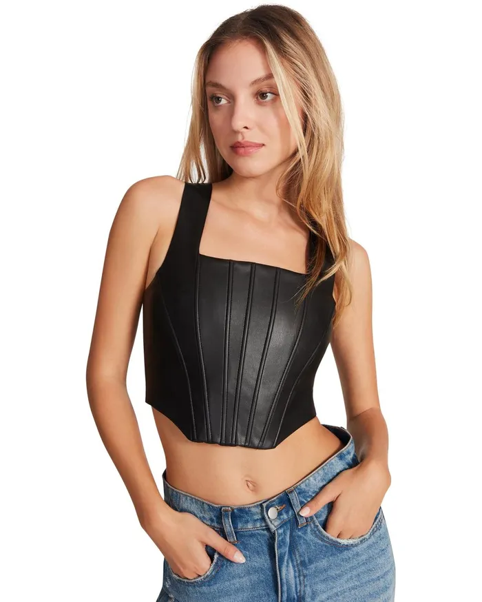 Womens Kimmie Corset Black Steve Madden Tops and Shirts