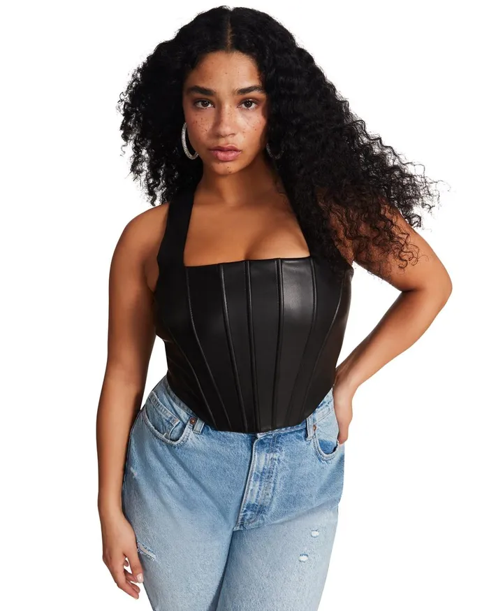 Womens Kimmie Corset Black Steve Madden Tops and Shirts