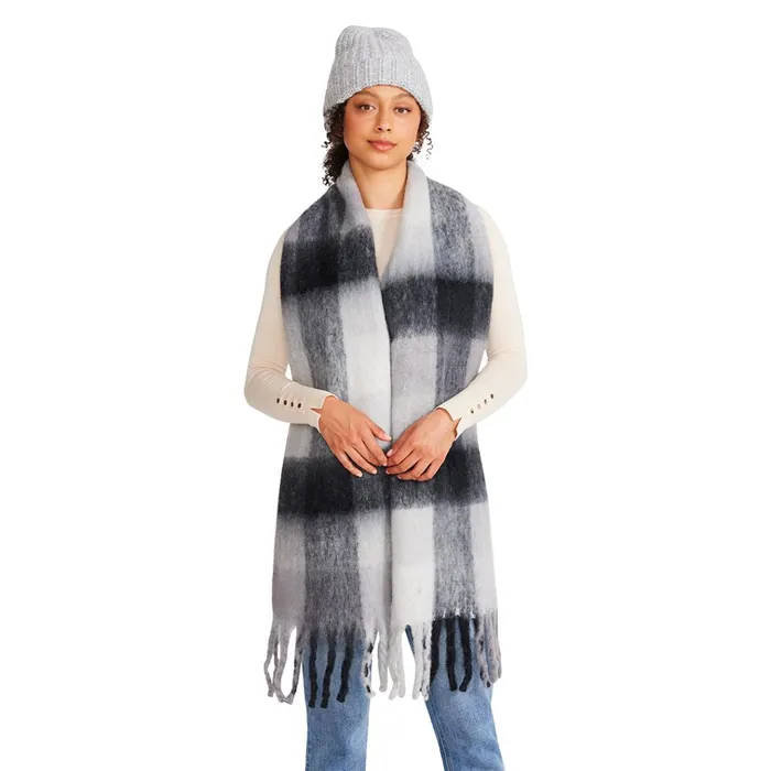 Womens Knit Beanie andAmp Scarf Box Set Grey Multi Steve Madden Hats Scarves and Gloves