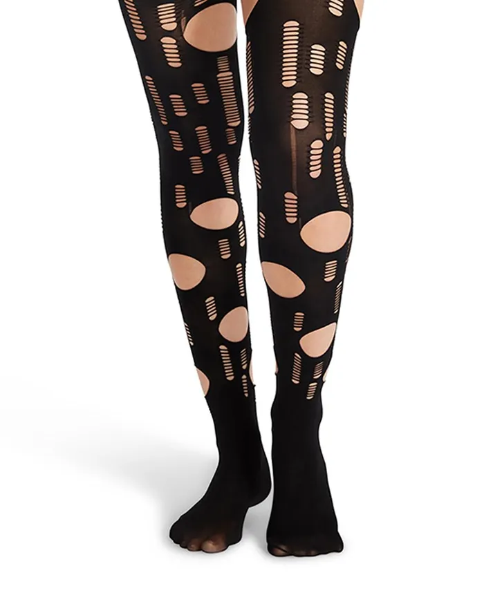 Womens LRipped Black Tight Single Steve Madden Socks and Tights