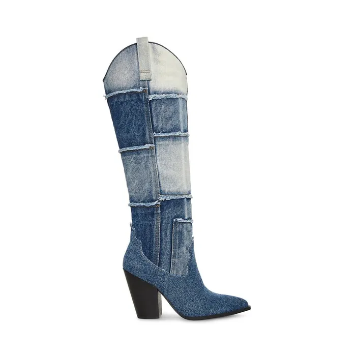 Womens Lasso Denim Multi Steve Madden Boots and Booties