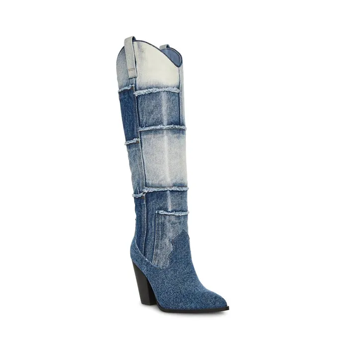 Womens Lasso Denim Multi Steve Madden Boots and Booties