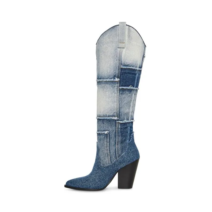 Womens Lasso Denim Multi Steve Madden Boots and Booties