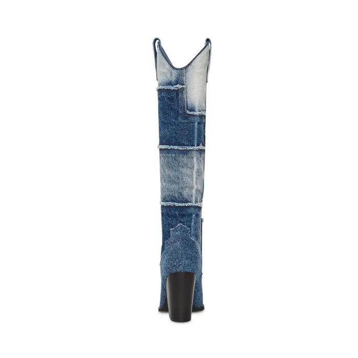 Womens Lasso Denim Multi Steve Madden Boots and Booties