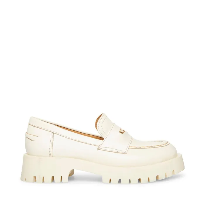 Womens Lawrence Bone Leather Steve Madden Loafers and Flats