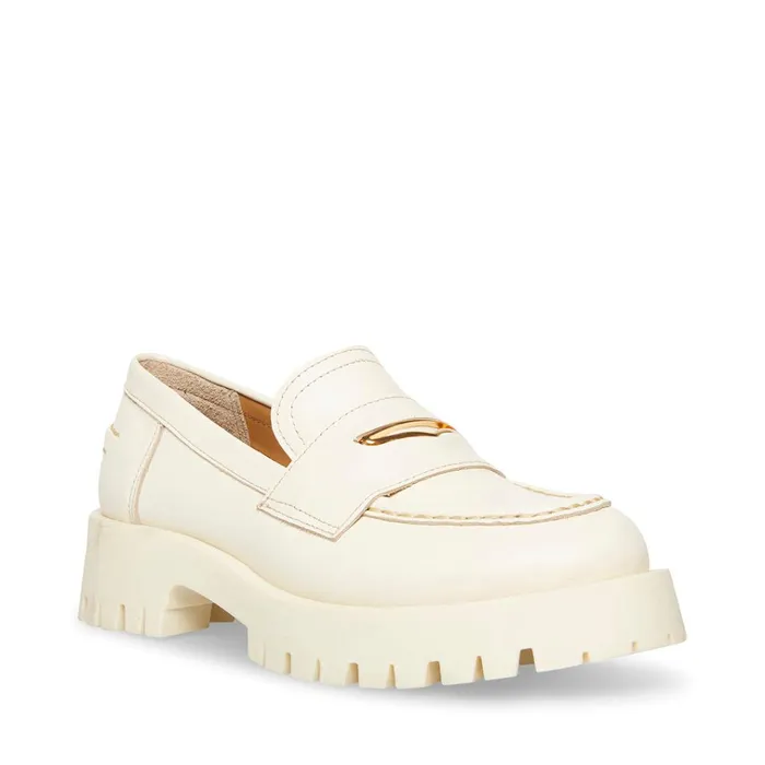 Womens Lawrence Bone Leather Steve Madden Loafers and Flats