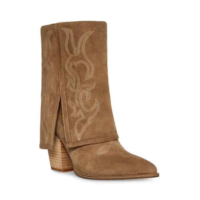 Womens Layne Cognac Suede Steve Madden Boots and Booties