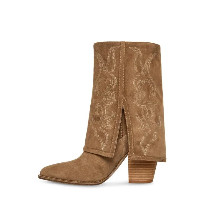 Womens Layne Cognac Suede Steve Madden Boots and Booties
