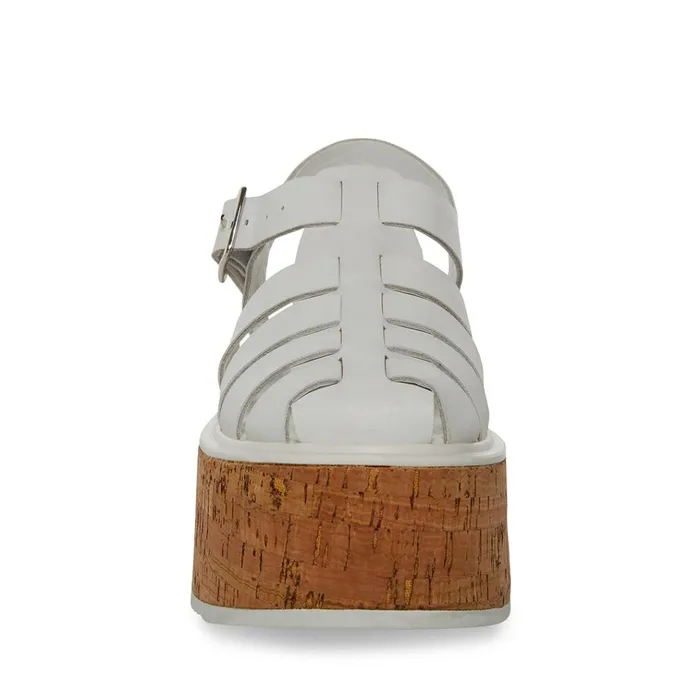 Womens Lazlo White Leather Steve Madden Sandals