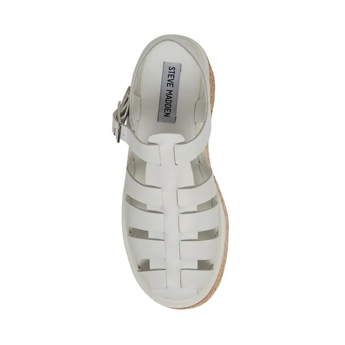 Womens Lazlo White Leather Steve Madden Sandals