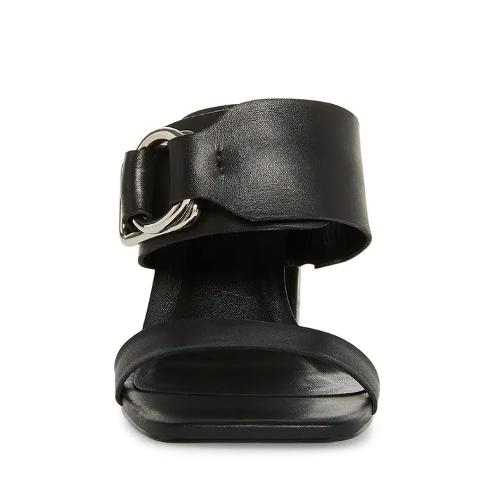 Womens Leda Black Leather Steve Madden Heels
