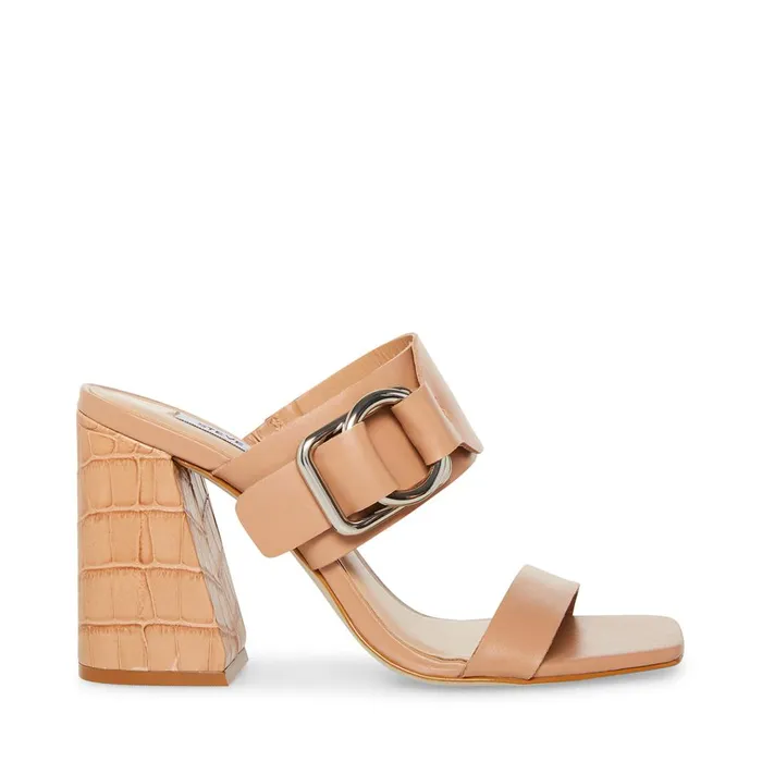 Womens Leda Brown Leather Steve Madden Heels