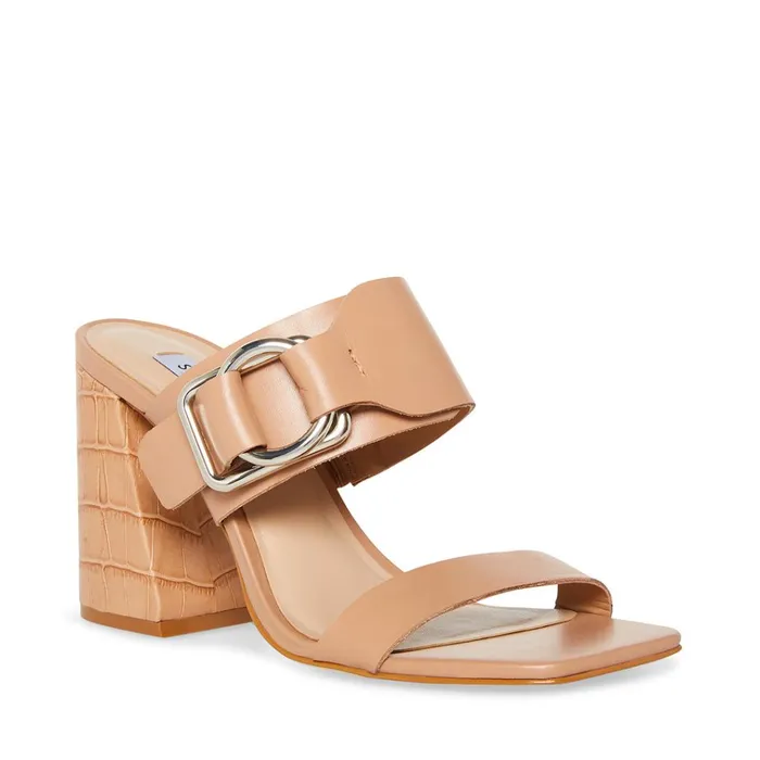 Womens Leda Brown Leather Steve Madden Heels