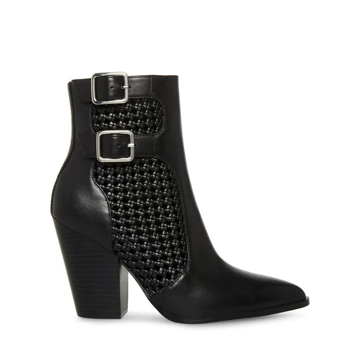 Womens Liz Black Leather Steve Madden Boots and Booties