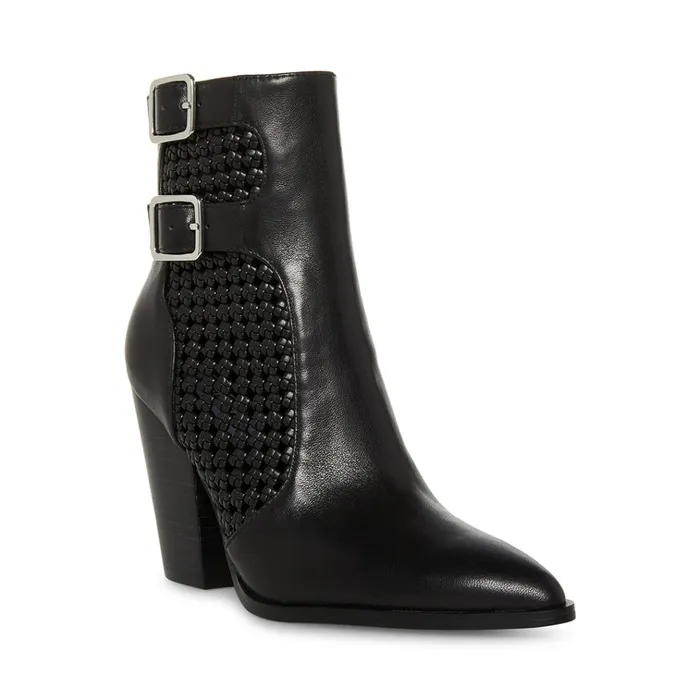 Womens Liz Black Leather Steve Madden Boots and Booties