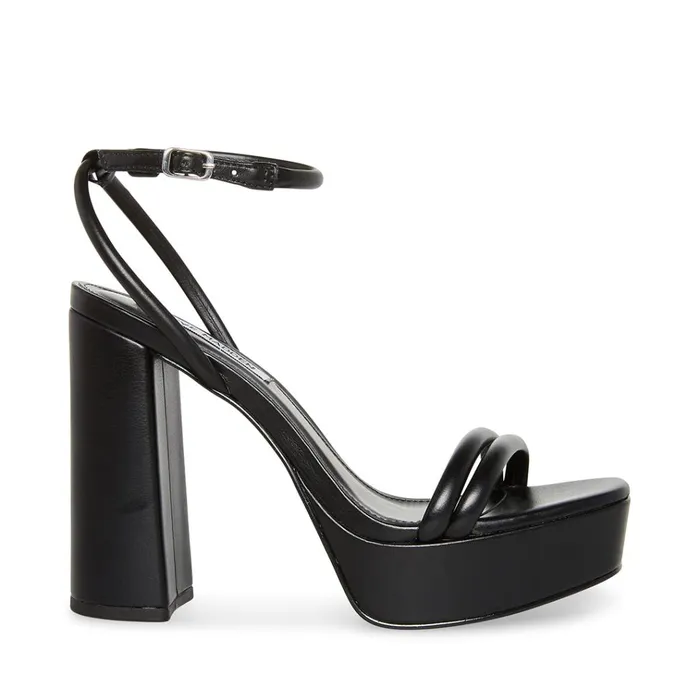 Womens Lofty Black Leather Steve Madden Heels