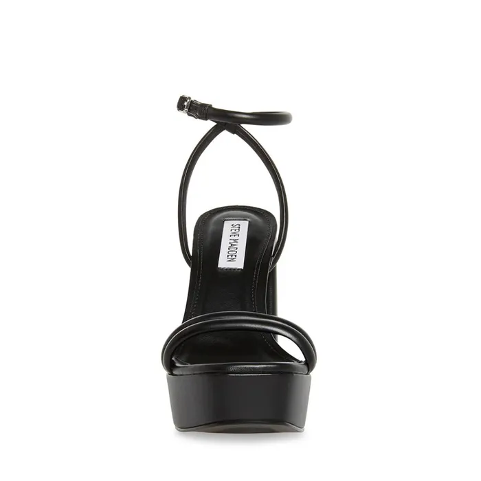 Womens Lofty Black Leather Steve Madden Heels