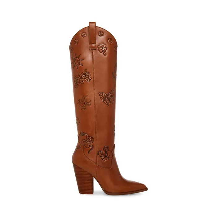 Womens Lousiana Tan Leather Steve Madden Boots and Booties