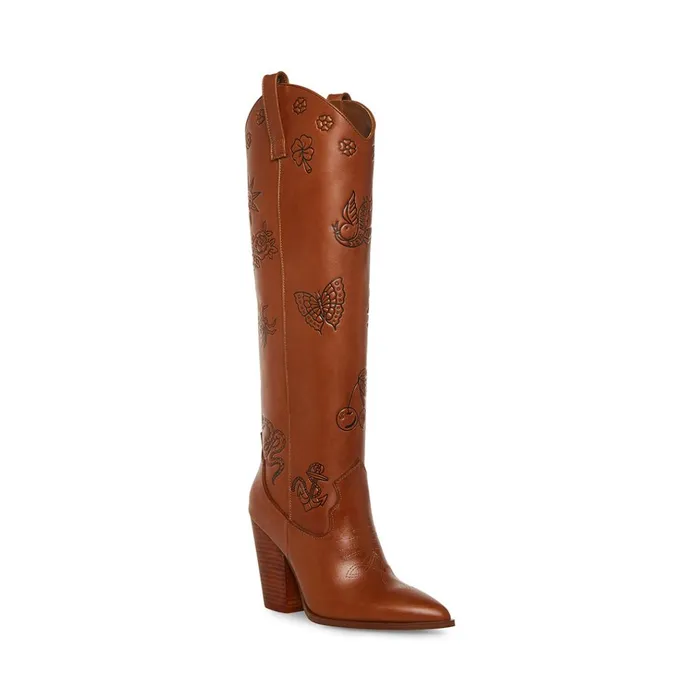 Womens Lousiana Tan Leather Steve Madden Boots and Booties Womens Lousiana Tan Leather Steve Madden Boots and Booties