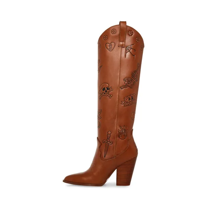 Womens Lousiana Tan Leather Steve Madden Boots and Booties Womens Lousiana Tan Leather Steve Madden Boots and Booties