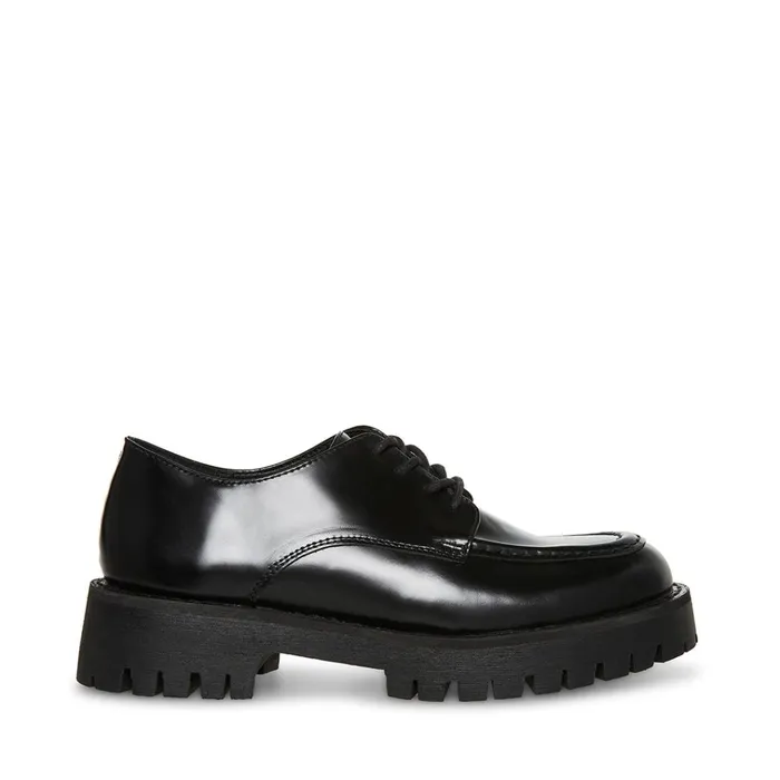 Womens Luisa Black Leather Steve Madden Loafers and Flats