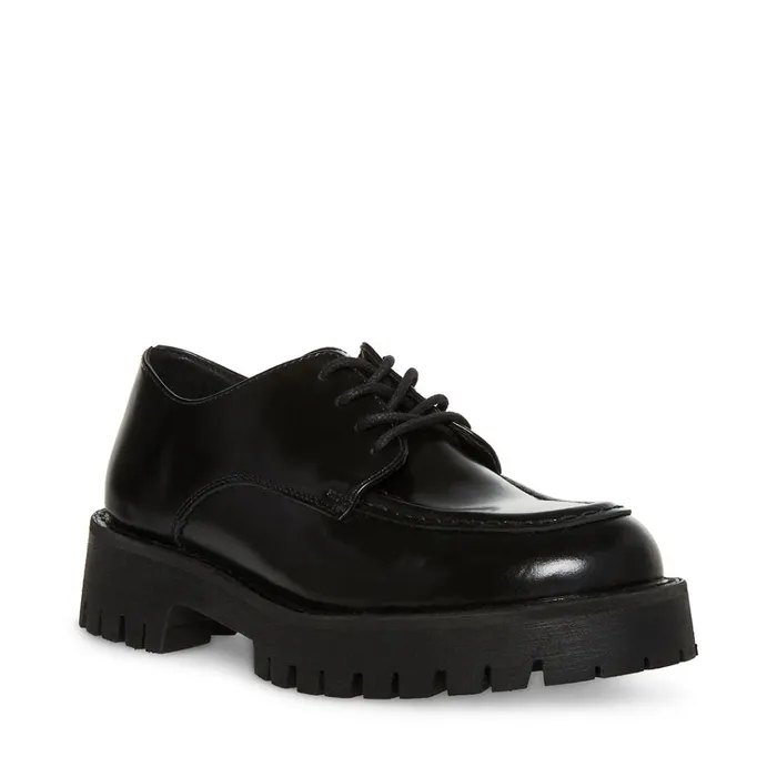 Womens Luisa Black Leather Steve Madden Loafers and Flats