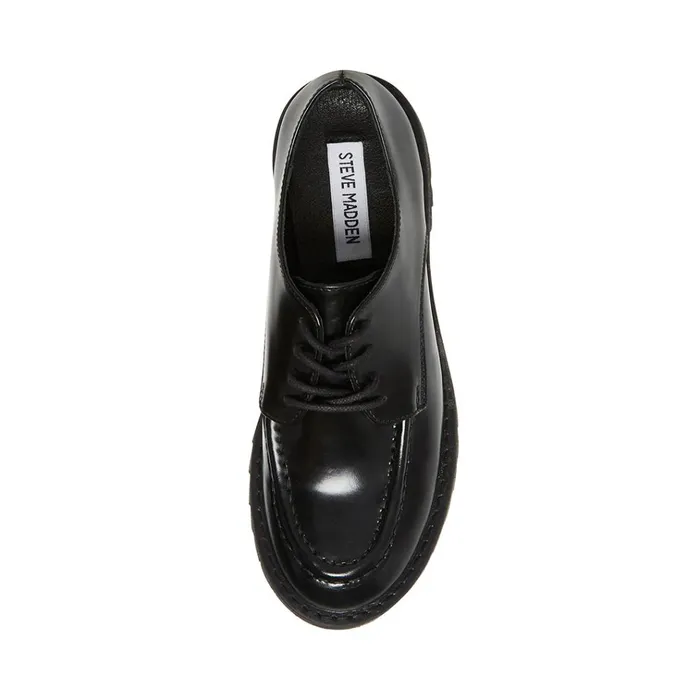Womens Luisa Black Leather Steve Madden Loafers and Flats