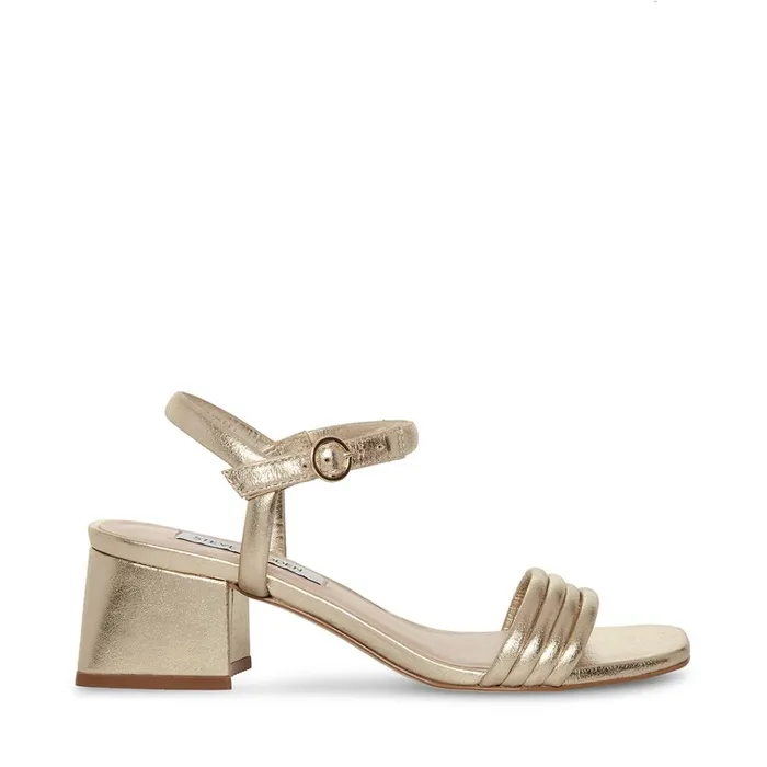 Womens Luster Gold Leather Steve Madden Sandals