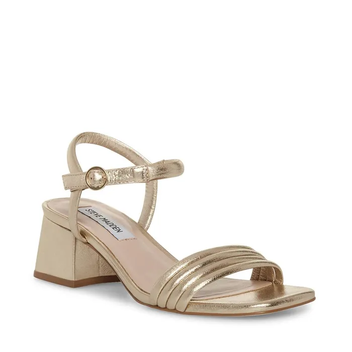 Womens Luster Gold Leather Steve Madden Sandals