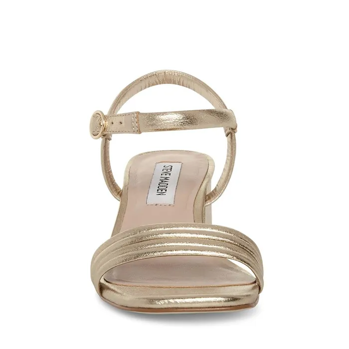 Womens Luster Gold Leather Steve Madden Sandals