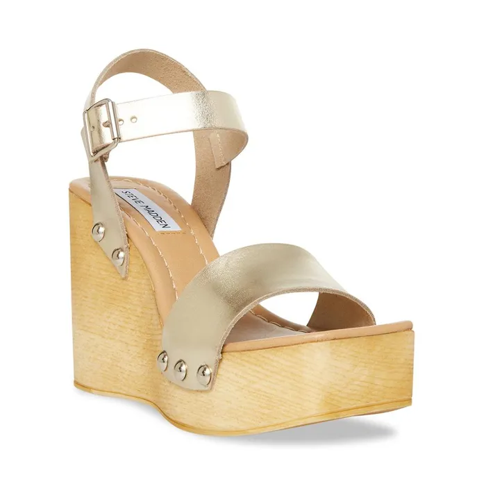 Womens Magnolia Gold Leather Steve Madden Sandals