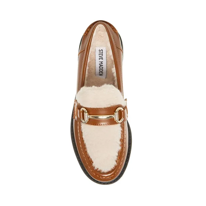 Womens Marianna Cognac Leather Steve Madden Loafers and Flats