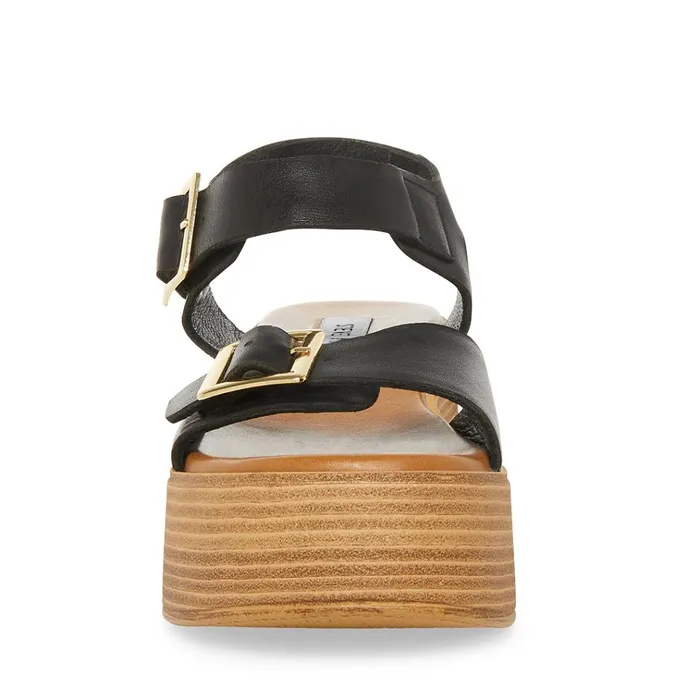 Womens Marka Black Leather Steve Madden Sandals