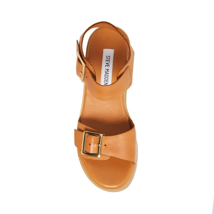 Womens Marka Cognac Leather Steve Madden Sandals
