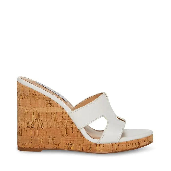 Womens Mayson White Leather Steve Madden Sandals
