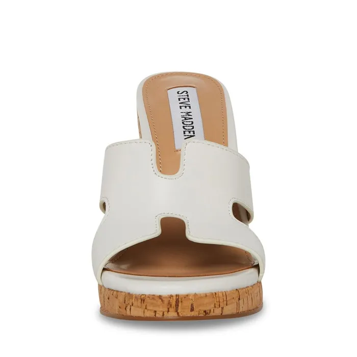Womens Mayson White Leather Steve Madden Sandals