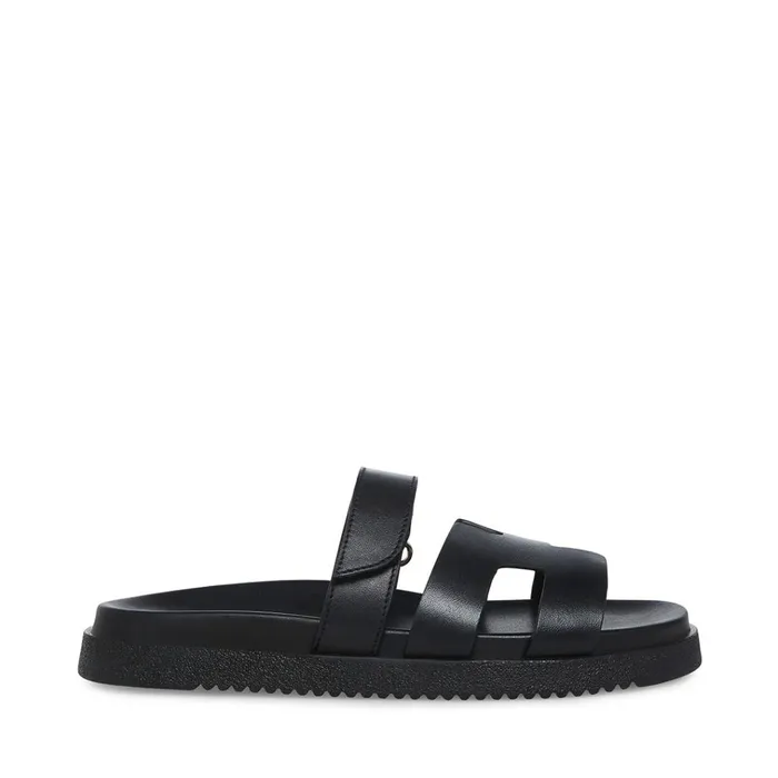 Womens Mayven Black Leather Steve Madden Sandals