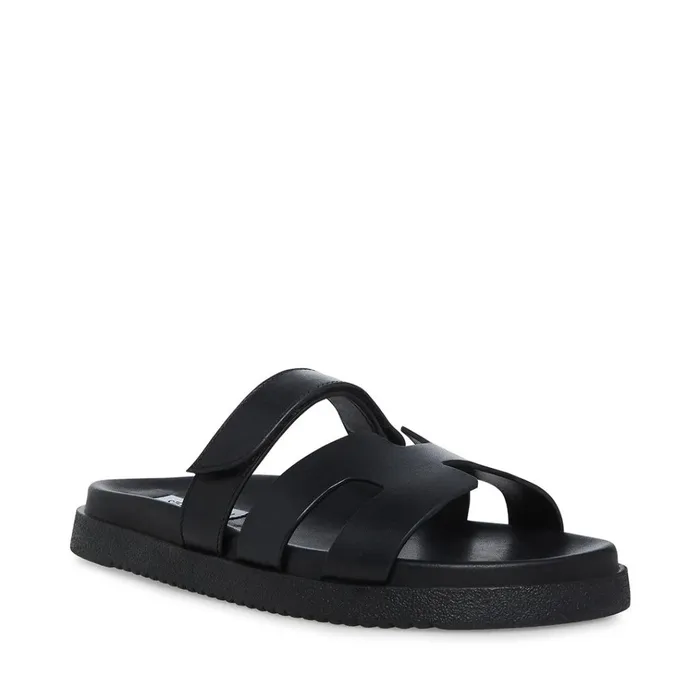 Womens Mayven Black Leather Steve Madden Sandals