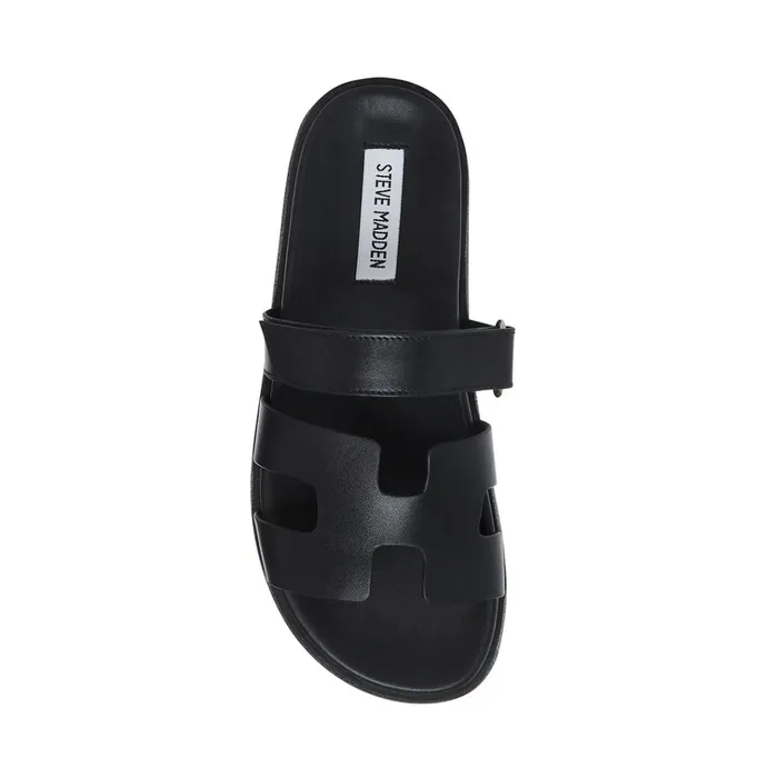 Womens Mayven Black Leather Steve Madden Sandals
