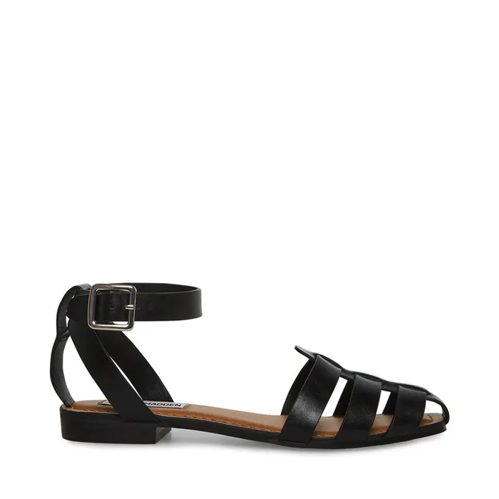 Womens Media Black Leather Steve Madden Sandals