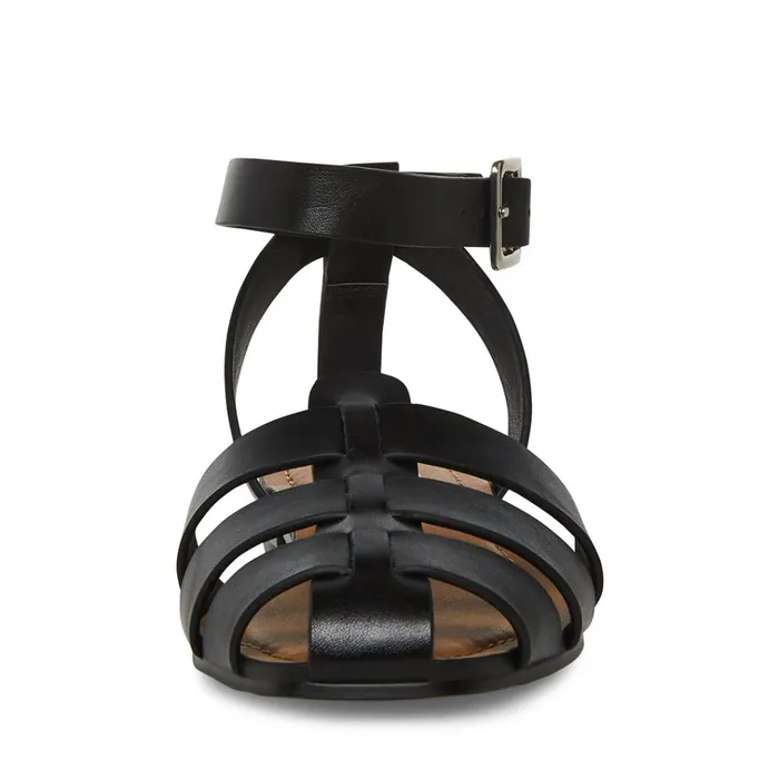 Womens Media Black Leather Steve Madden Sandals