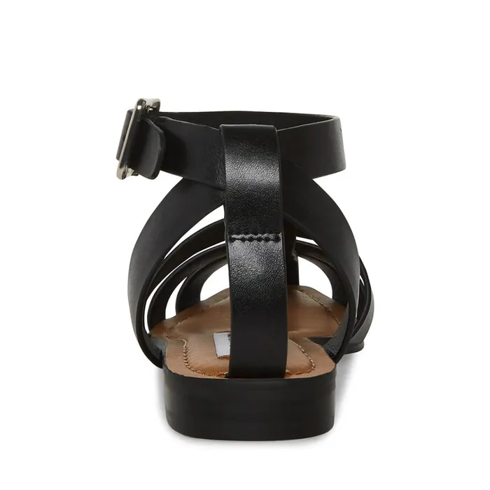 Womens Media Black Leather Steve Madden Sandals