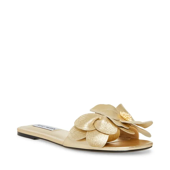 Womens Melena Gold Leather Steve Madden Sandals